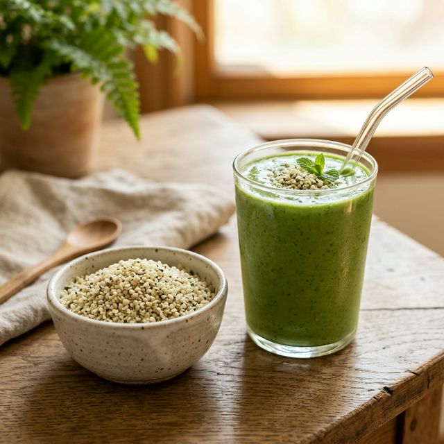 Sementes de Hemp e Smoothie nutritivo